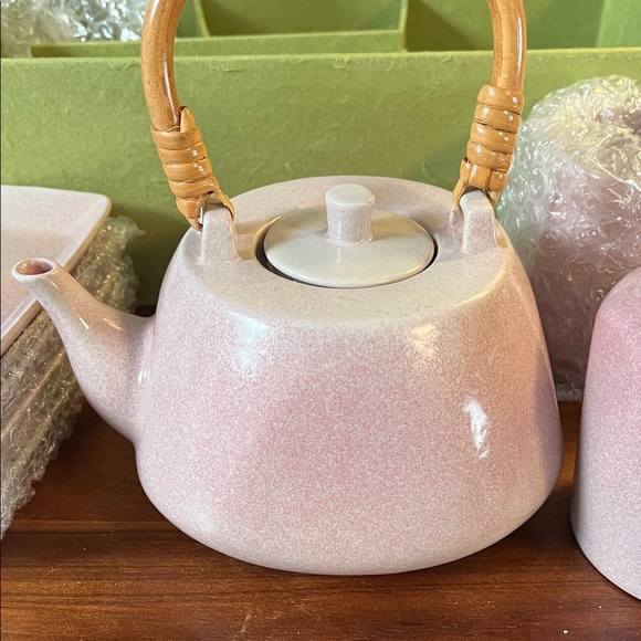 Vintage Ceramics Pink Tea Set with Bamboo Handle - Picture 8 of 14